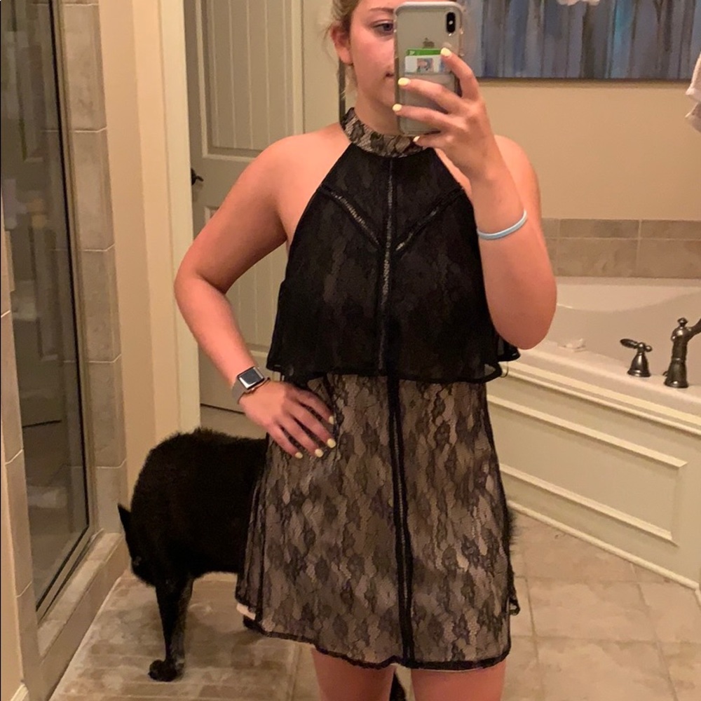 Black lace re:named cocktail dress